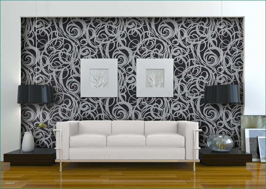 Black wallpaper for the wall with a pattern