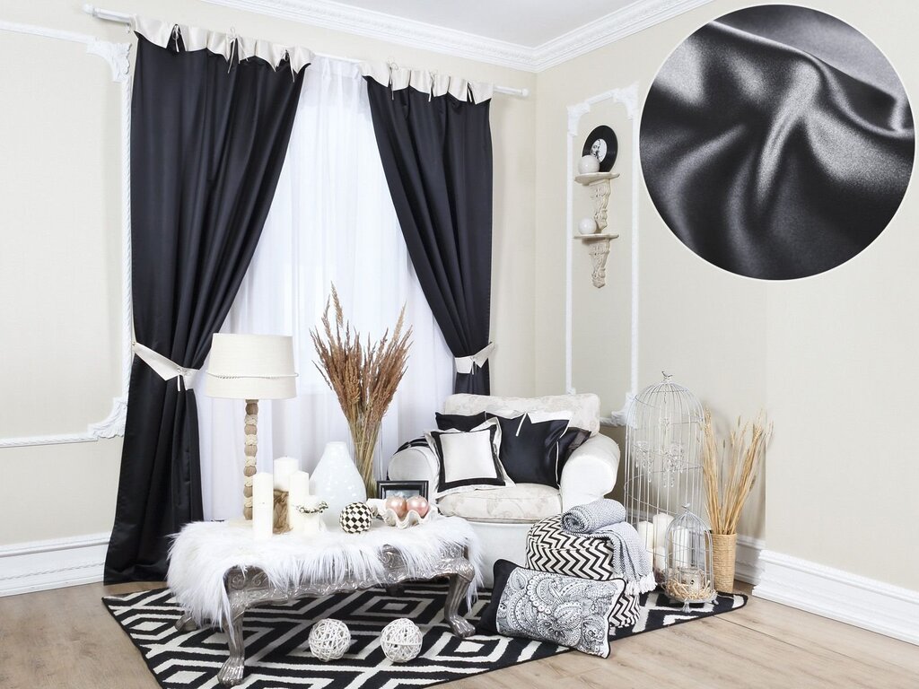 Black and white curtains in the interior