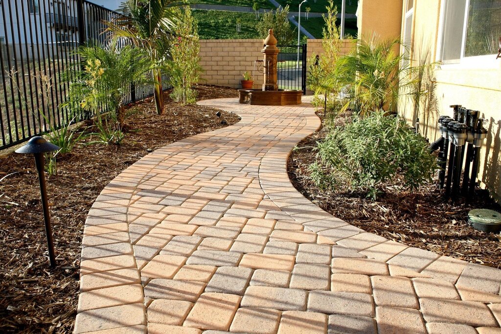 Garden paths made of tiles