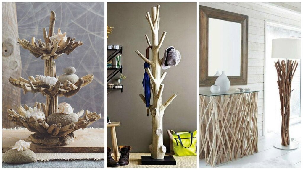 Decor from driftwood for the interior