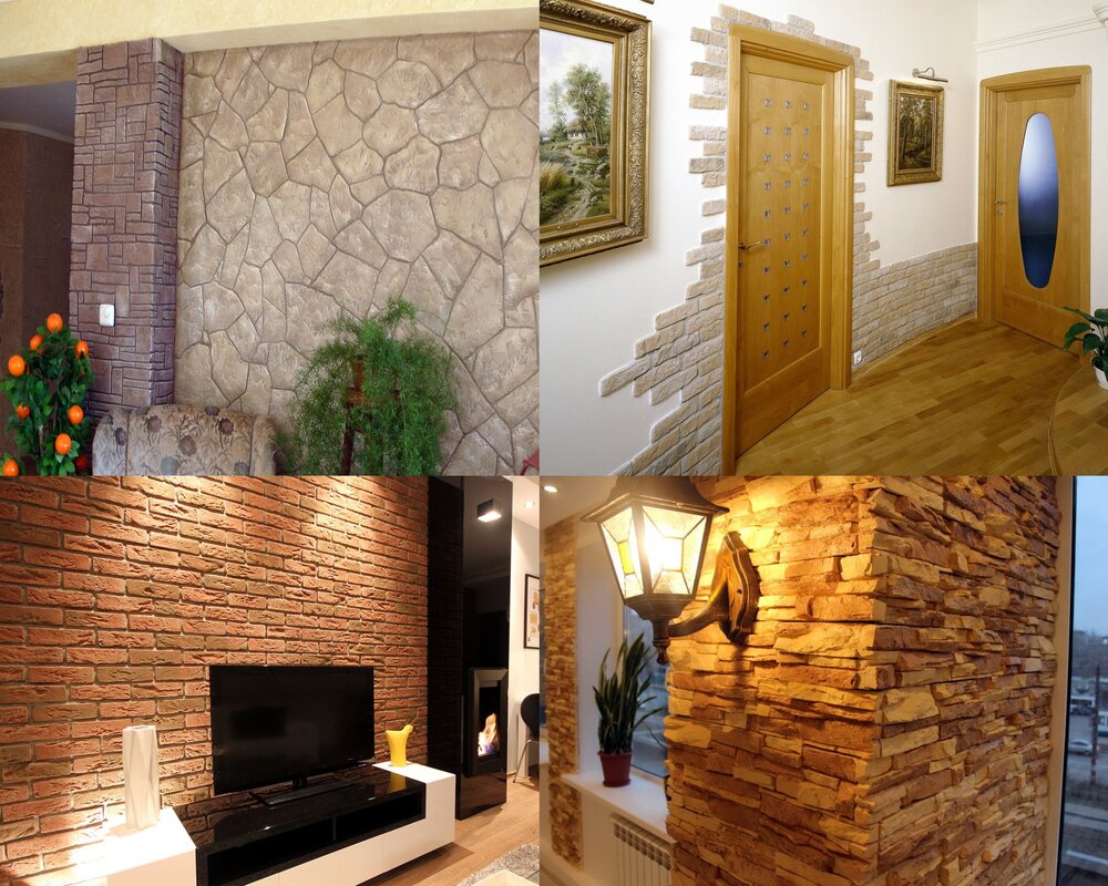 Stone-look decor for interior finishing