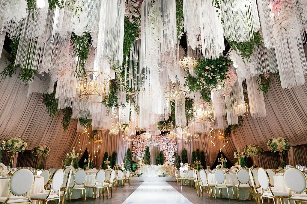 Ceiling decoration with fabric