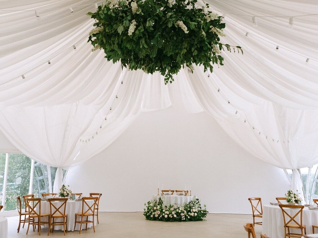 Tent decoration for a wedding