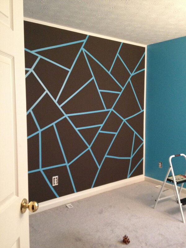 Wall decor with paint and tape