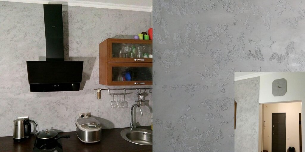 Decorative plaster on the kitchen backsplash