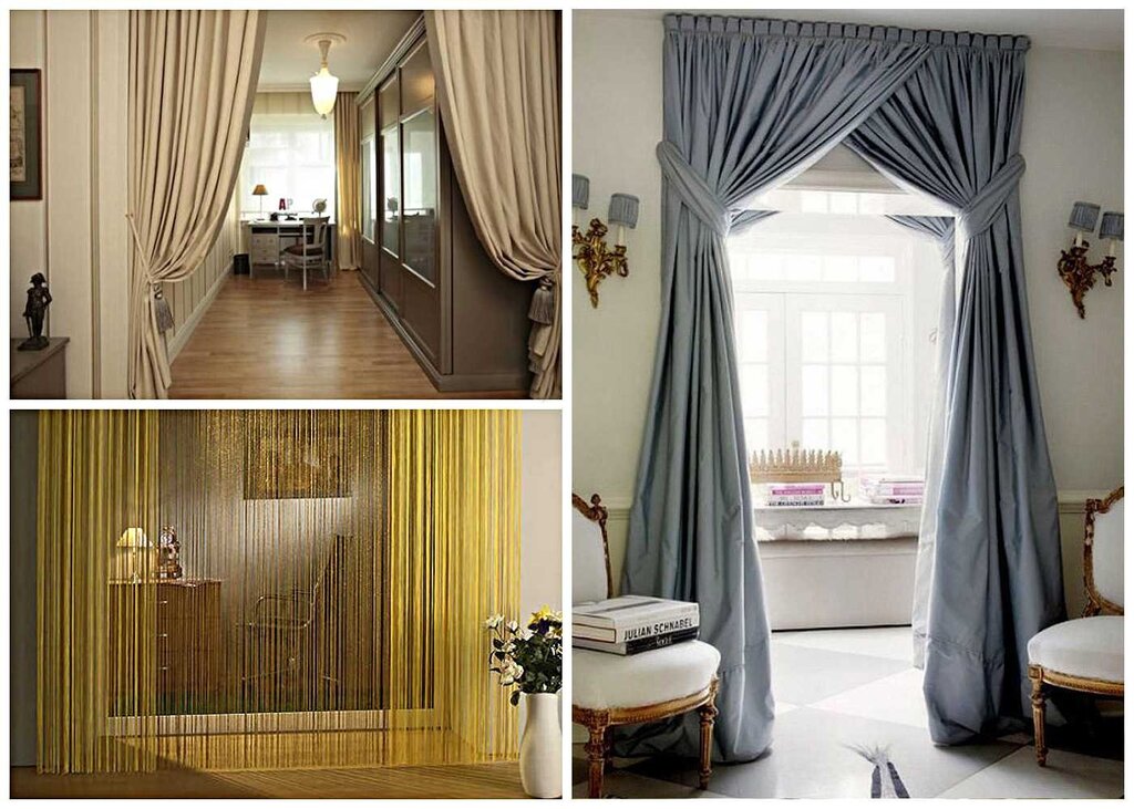 Decorative curtains for the door opening