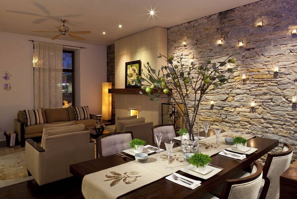 Decorative stone in the kitchen interior