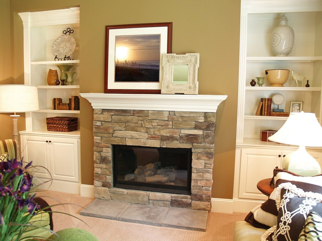 Decorative fireplace made of drywall