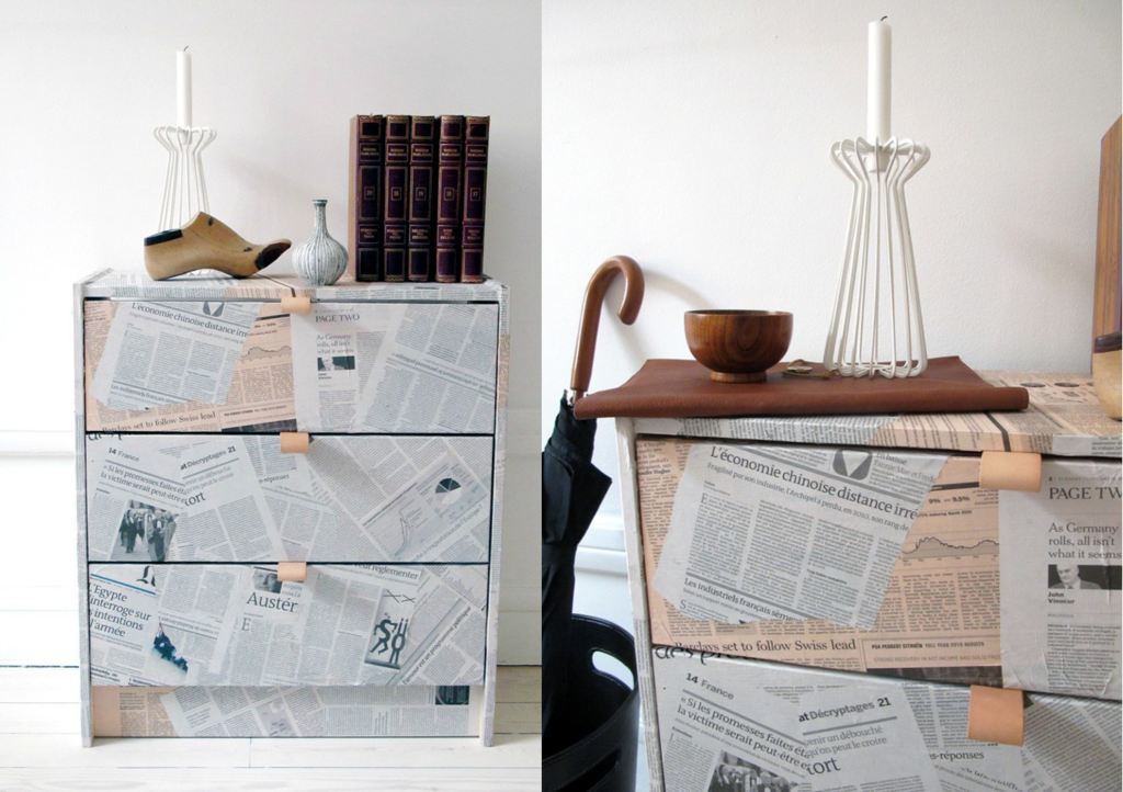 Decoupage furniture with newspapers