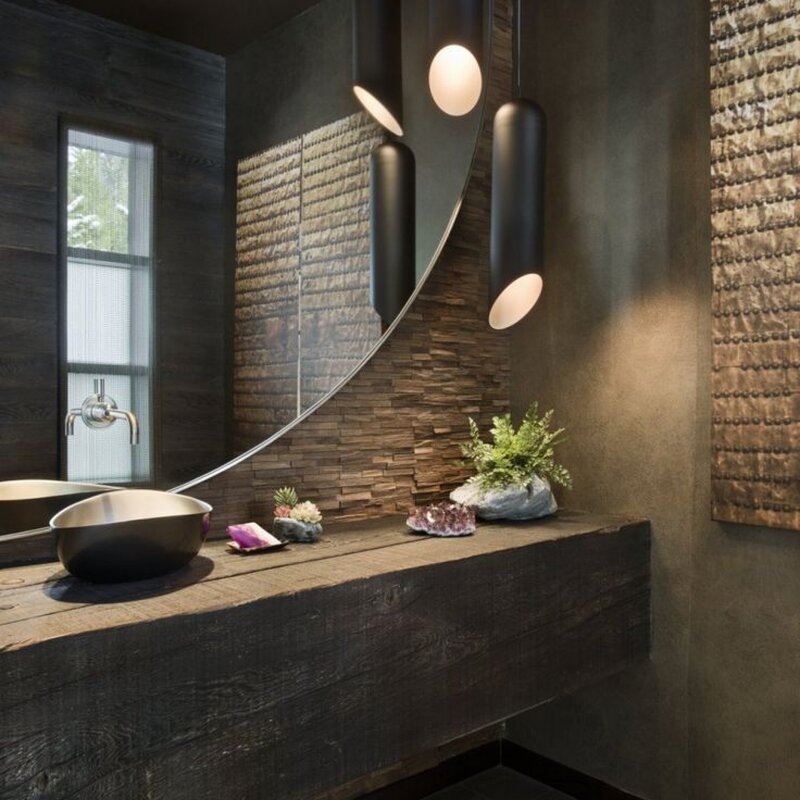 Wood and stone in the bathroom interior