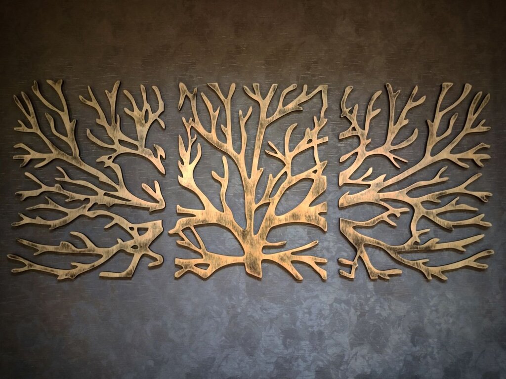 A plywood tree on the wall