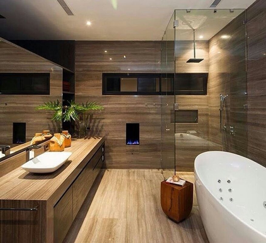 Wood in the bathroom interior