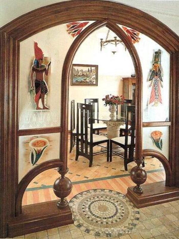 Wooden arch in the doorway