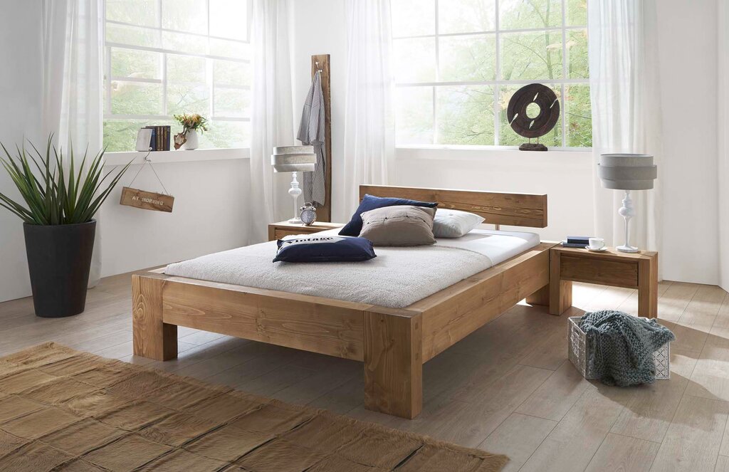 Wooden bed made of timber