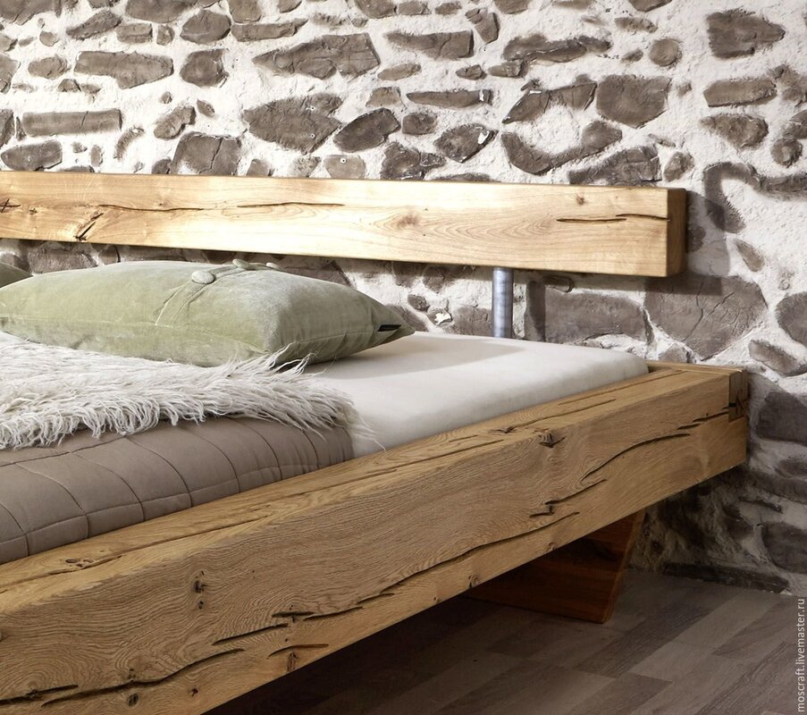 Loft-style wooden bed 30 фото