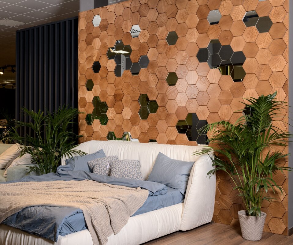 Wooden mosaic for walls in the interior