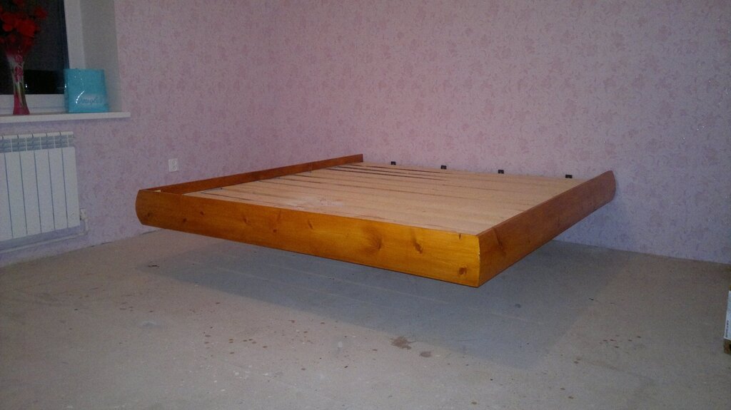 Wooden floating bed