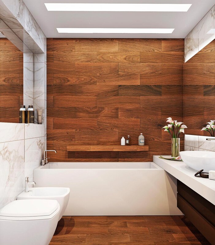 Wooden tile in the bathroom