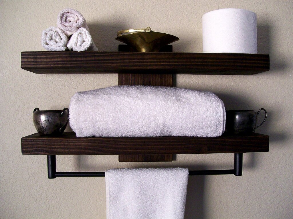 Wooden towel rack for the bathroom