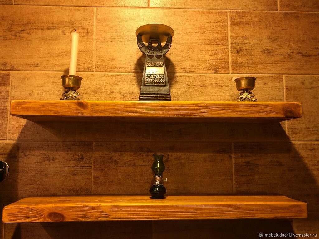 Wooden shelf for the bathroom