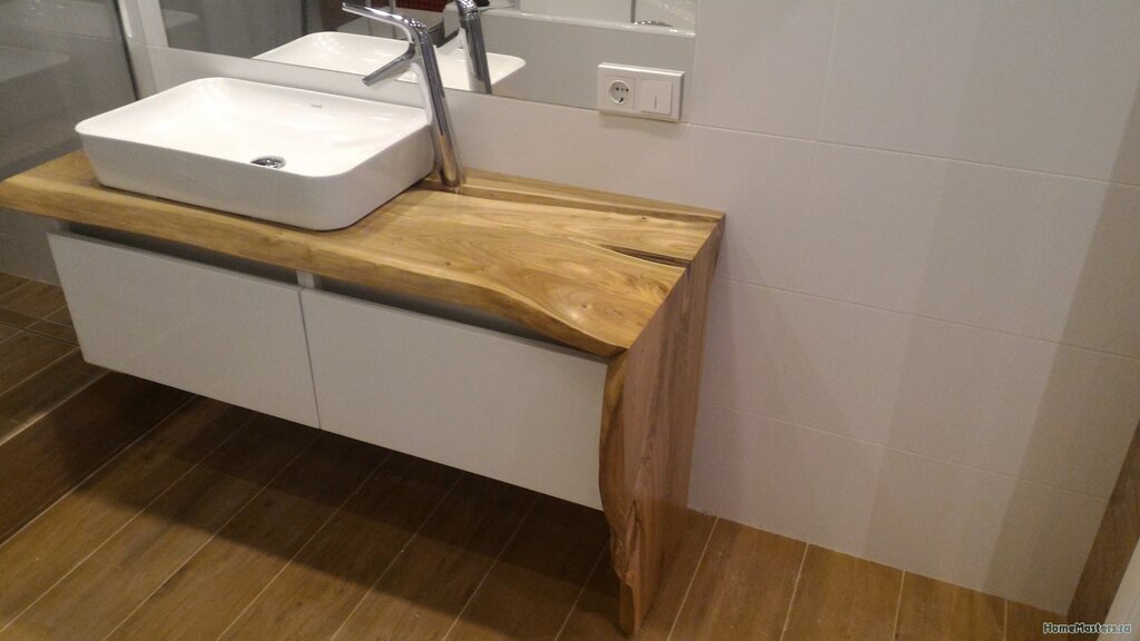 Wooden countertop for the bathroom