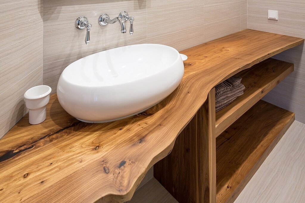 Wooden countertop for the bathroom