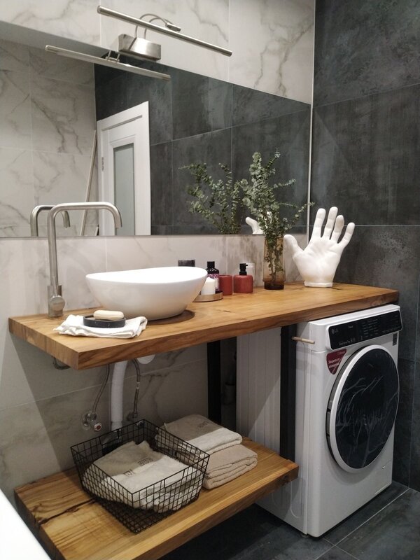 Wooden countertop for a bathroom under the sink