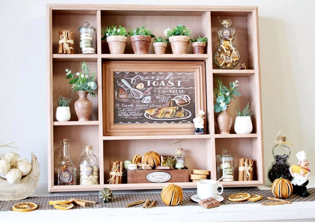 Wooden shelves for the kitchen