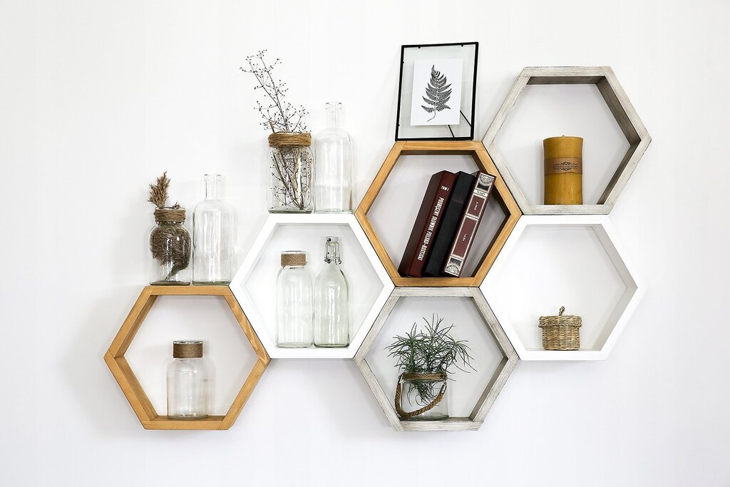 Wooden honeycomb shelves