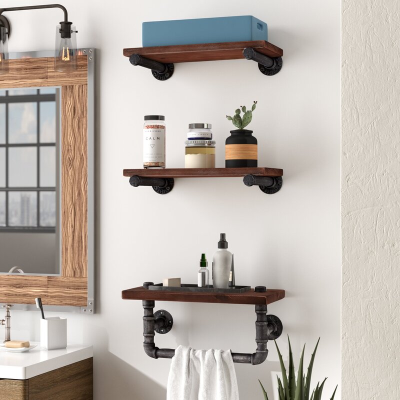 Wooden shelves for the bathroom 14 фото