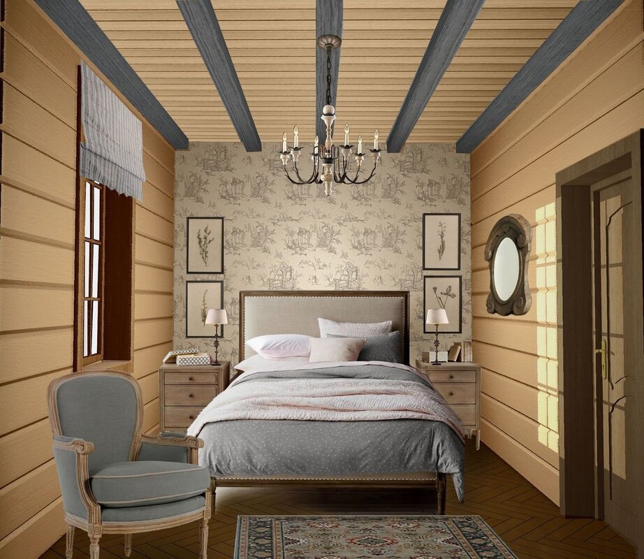 Wooden ceilings in the interior of a country house