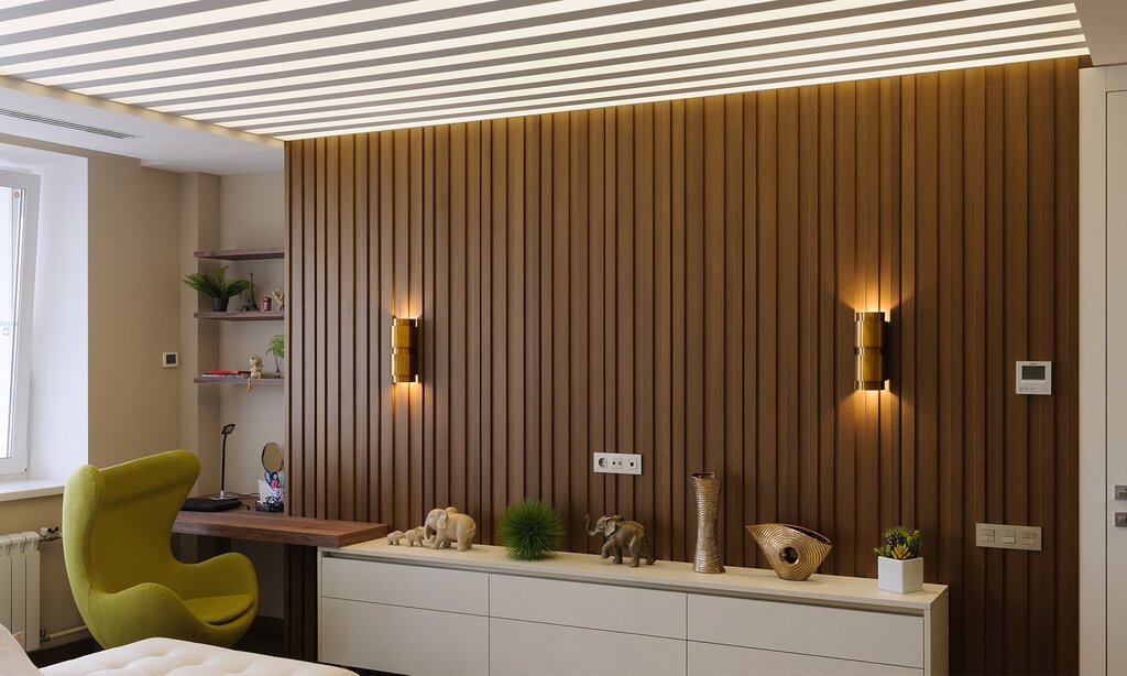 Wooden slatted wall panels 34 фото