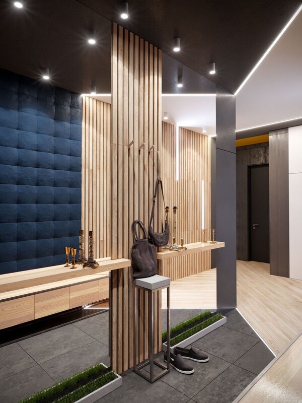 Wooden slats in the interior