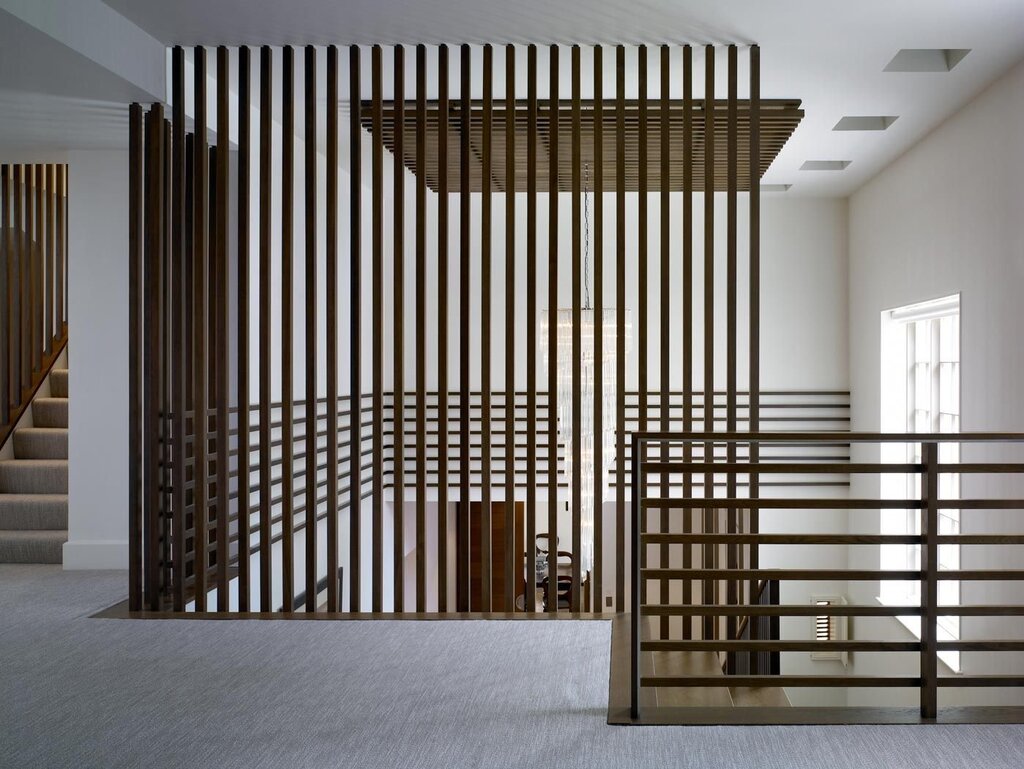 Wooden slats on the wall in the interior