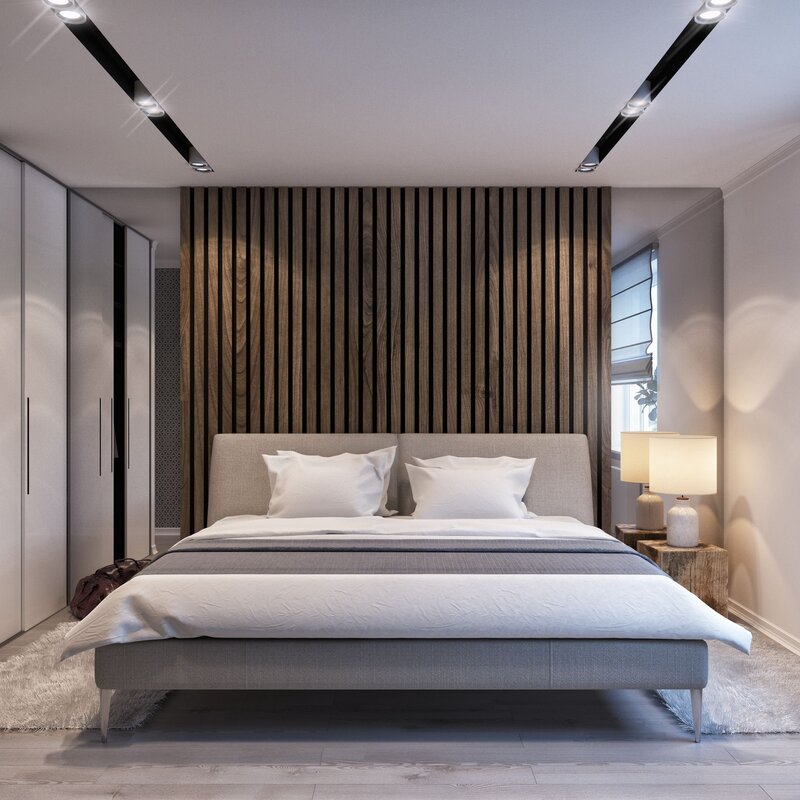 Wooden slats in the bedroom