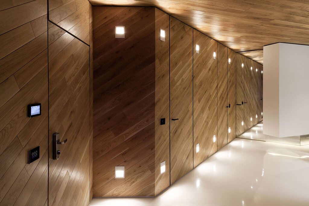 Wooden wall panels with backlighting