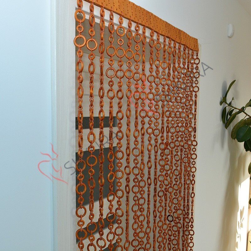 Wooden door curtains