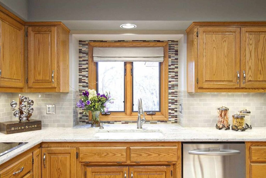 Wooden kitchen backsplash