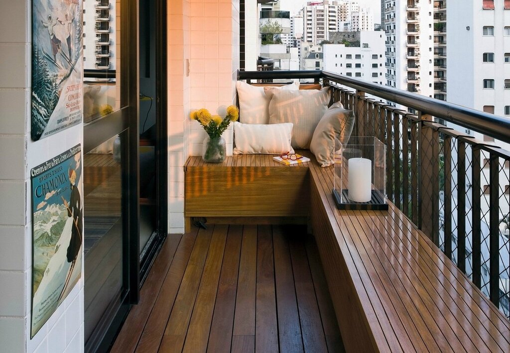 Wooden decking on the balcony