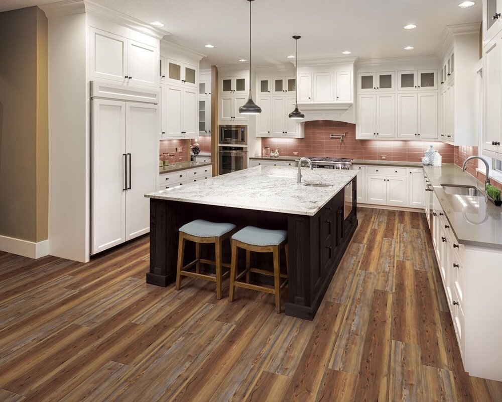 Wooden floor in the kitchen