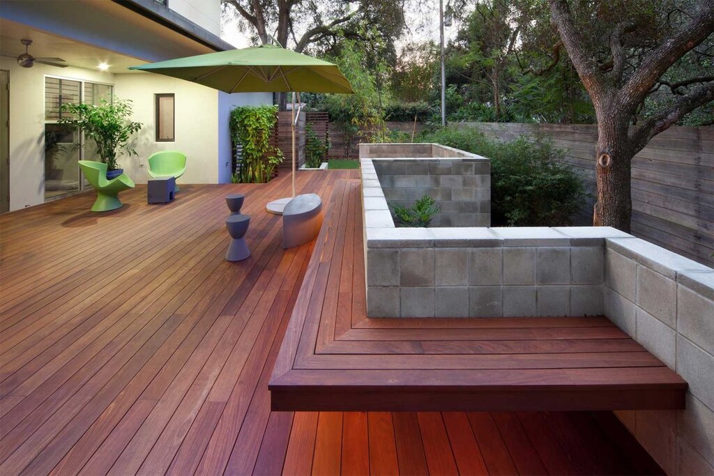 Wooden floor on the terrace