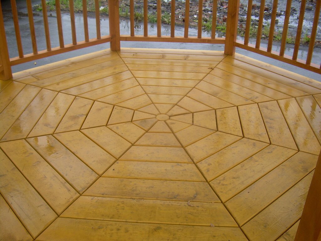 Wooden floor in the gazebo