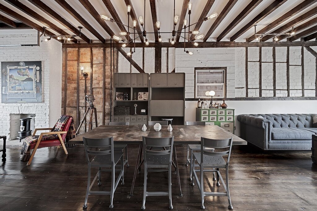 Wooden ceiling in loft style