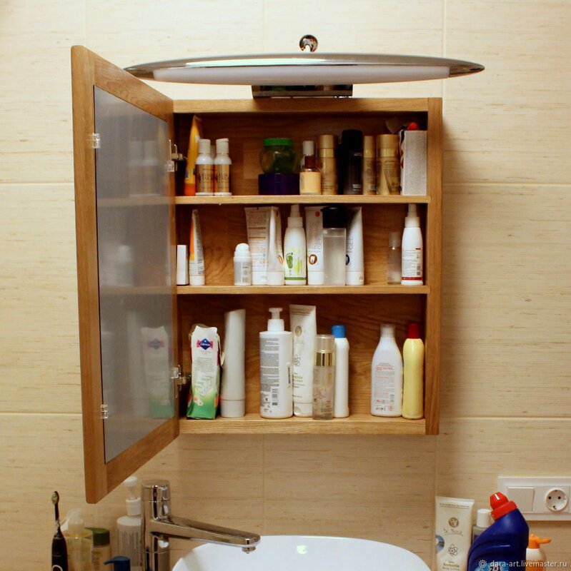 Wooden cabinet for the bathroom