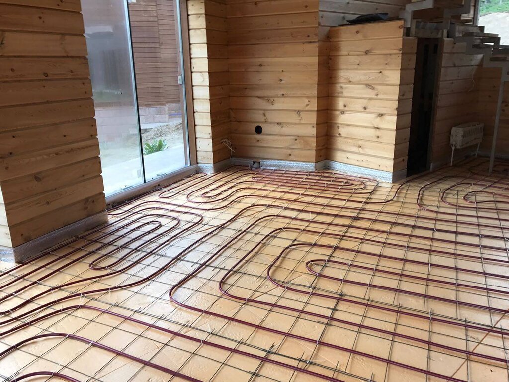 Wooden warm water floor