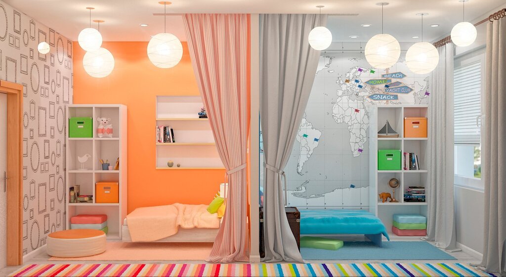 Children's room for a boy and a girl