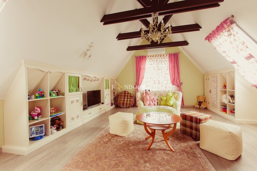 Children's room with an attic roof 40 фото