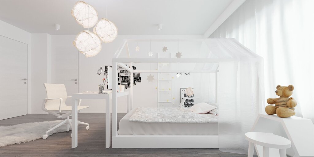 Children's room in white tones