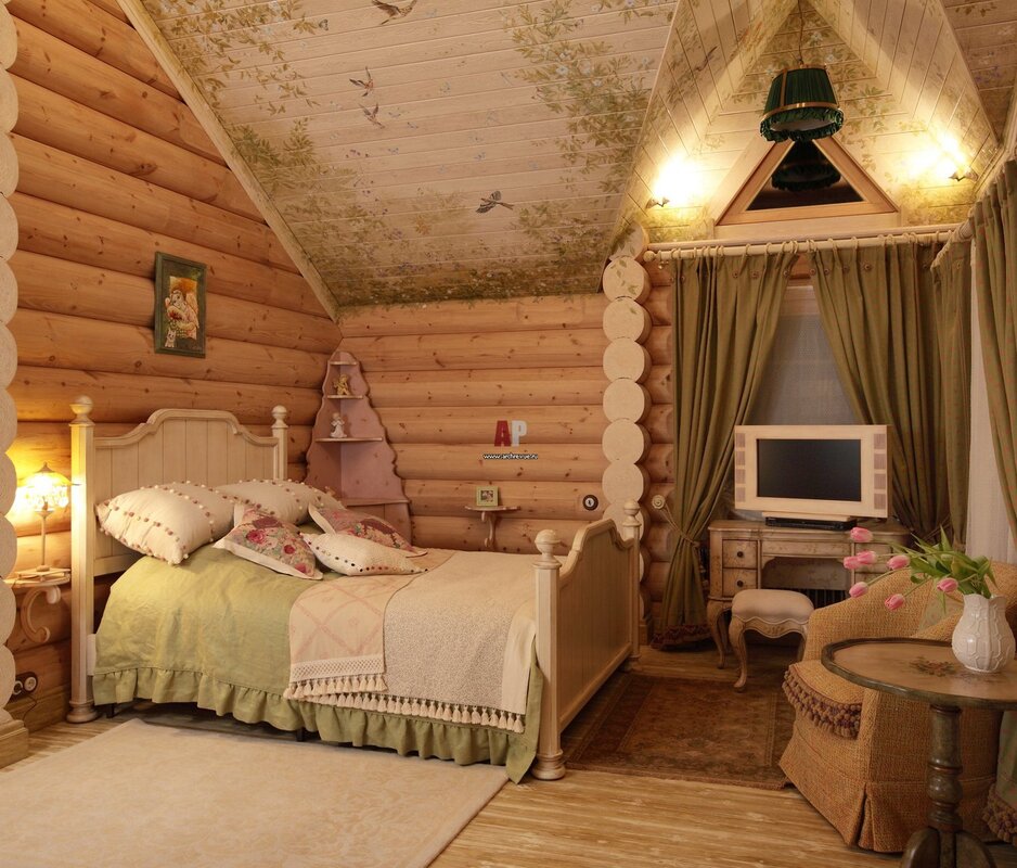 Children's room in a log house