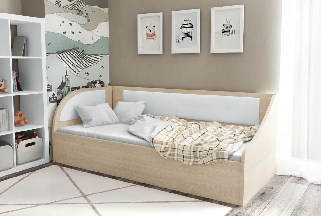 Children's bed with shelving